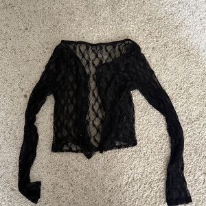 SHEIN Black Sheer Lace Blouse